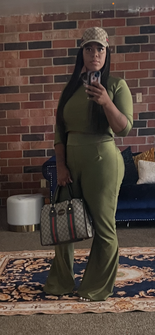 Signature Bell Bottom set (Olive Green)
